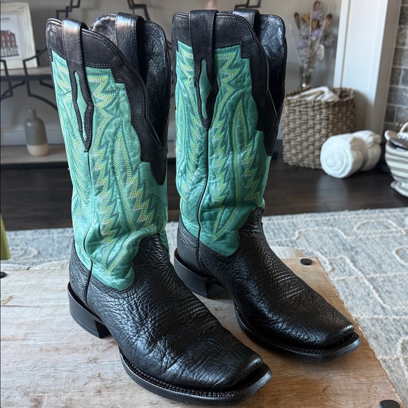 Ariat B Relentless Black and Green Western Boots Men’s 9 D - Picture 1 of 8